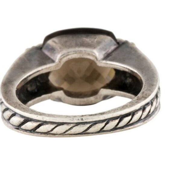 David Yurman Smoky Quartz & Diamond Sculpted Cable Ring - Picture 3 of 5